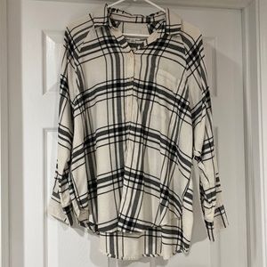 White & Black Plaid Oversized Flannel